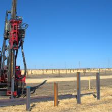 photo of screw piles intallation at Michichi Solar Farm