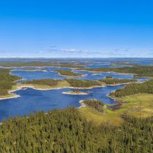 aerial view of a river in quebec