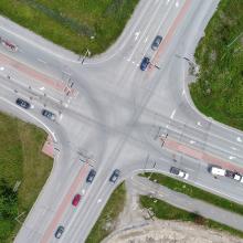 aerian view of road intersection