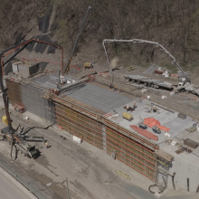 Concrete pumping for the construction of a viaduct