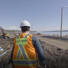 Workers on a road worksite