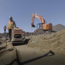 Worker on a road worksite