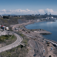 aerian view of a road worksite