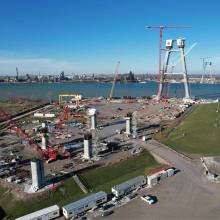 Photo of Gordie Howe Bridge Progress Canadian Side Source WDBA