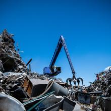 exterior shot of the recycling facility crane in use