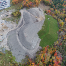 Aerial photo of Lac Vert as it was being restored