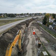 aerial view of the Fish Creek microtunnelling project