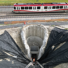 aerial view of the Fish Creek microtunnelling project