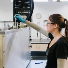 laboratory employee female working