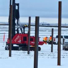  Piles' installation with crew members