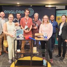 member of geosciences team at the Englobe Kiosk at GeoMontreal2024