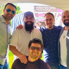 Picture of Anthony Allard with collegues at a Englobe's summer BBQ