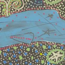 Painting of a whale by Alan Syliboy, Indigenous artist who produce a custom designed art piece for the Englobe's Dare.Care.Change Award recipient