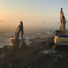 Extensive view of the environmental remediation Pétromont petrochemical plant project in Varennes