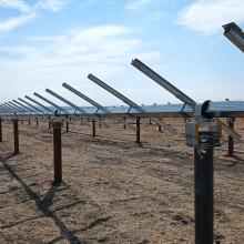 photo of construction of solar pannels at Michichi Solar Farm